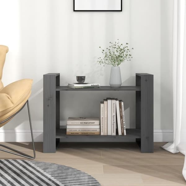 vidaXL bogreol/rumdeler 80x35x56,5 cm massivt fyrretræ grå