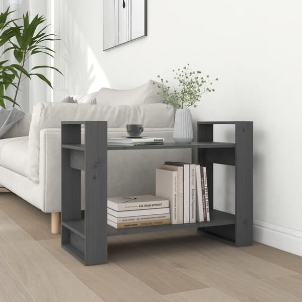 vidaXL bogreol/rumdeler 80x35x56,5 cm massivt fyrretræ grå