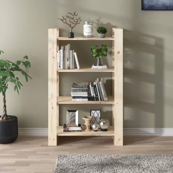 vidaXL bogreol/rumdeler 80x35x125 cm massivt fyrretræ