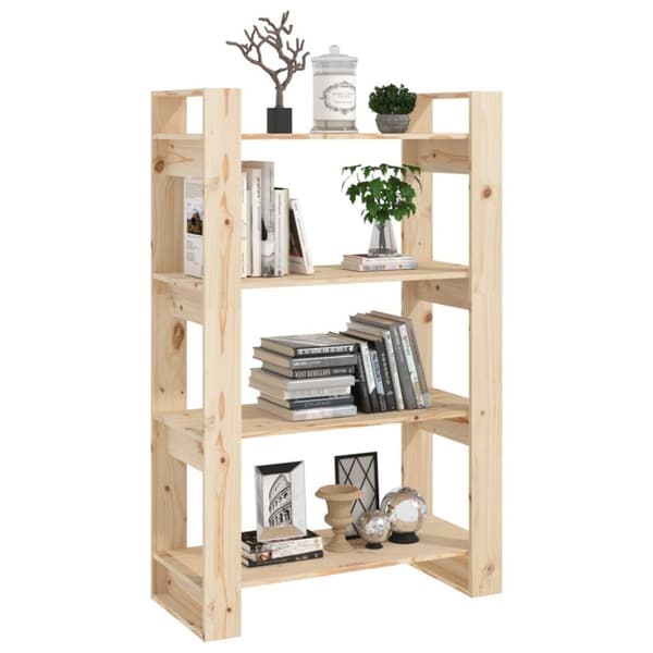 vidaXL bogreol/rumdeler 80x35x125 cm massivt fyrretræ