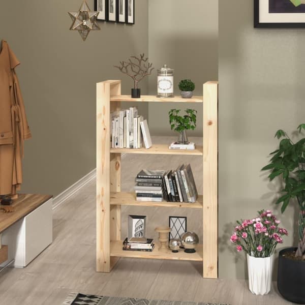 vidaXL bogreol/rumdeler 80x35x125 cm massivt fyrretræ