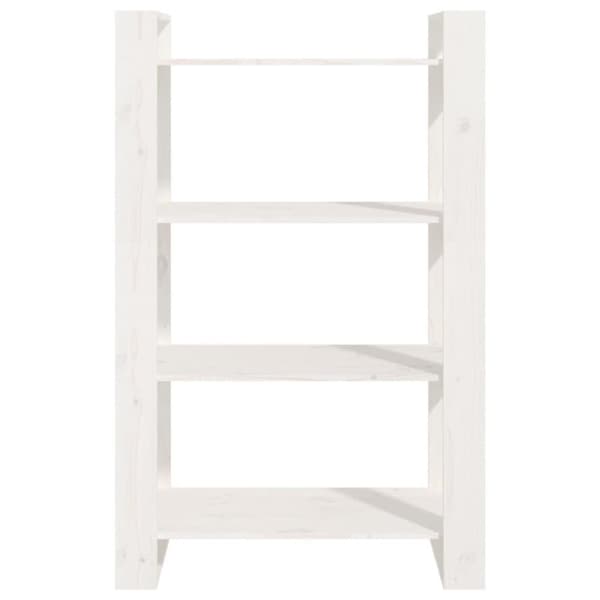 vidaXL bogreol/rumdeler 80x35x125 cm massivt fyrretræ hvid