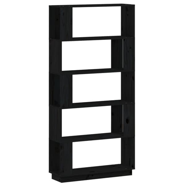 vidaXL bogreol/rumdeler 80x25x163,5 cm massivt fyrretræ sort