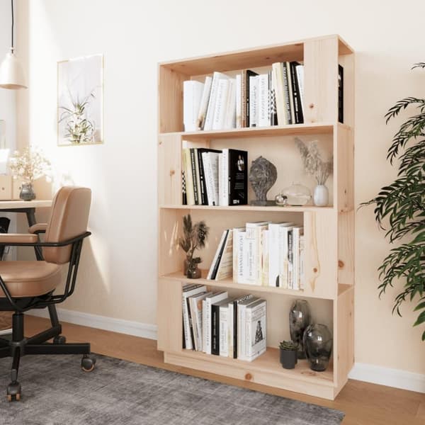 vidaXL bogreol/rumdeler 80x25x132 cm massivt fyrretræ
