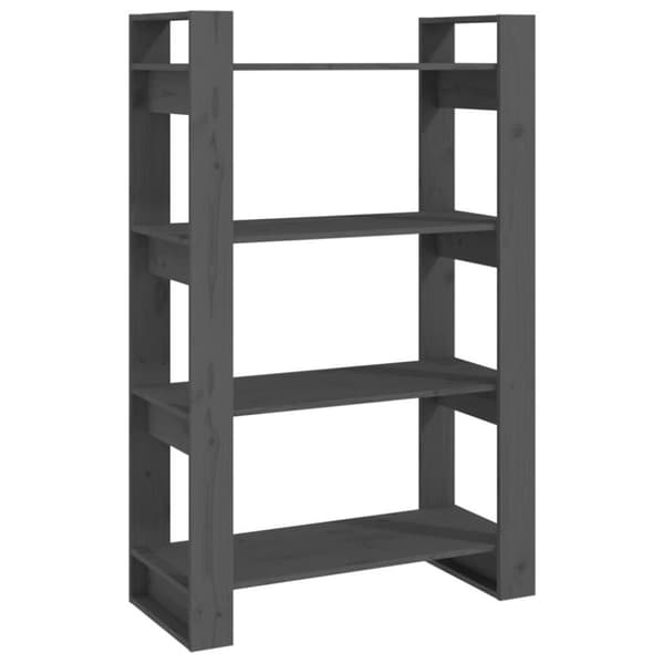 vidaXL bogreol/rumdeler 80x35x125 cm massivt fyrretræ grå
