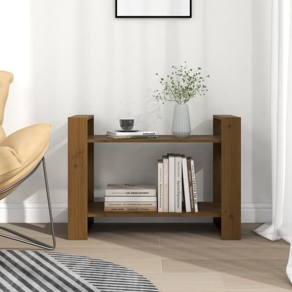 vidaXL Bokhylla/rumsavdelare honungsbrun 80x35x56,5 cm massivt trä