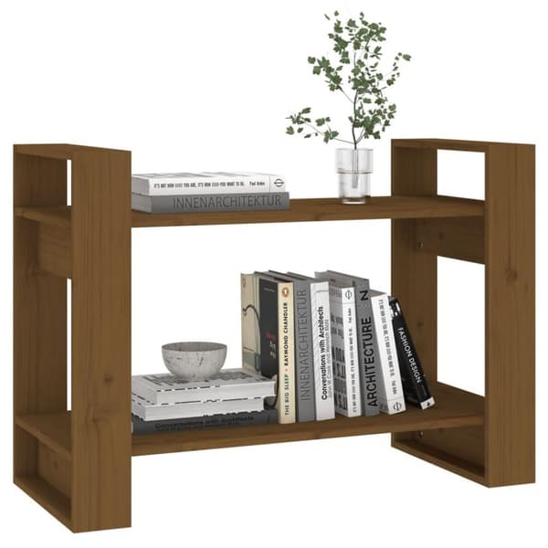 vidaXL Bokhylla/rumsavdelare honungsbrun 80x35x56,5 cm massivt trä