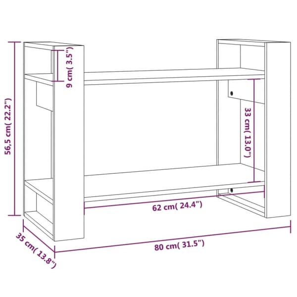 vidaXL Bokhylla/rumsavdelare honungsbrun 80x35x56,5 cm massivt trä