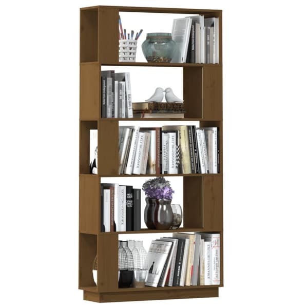 vidaXL Bokhylle/romdeler honningbrun 80x25x163,5 cm heltre