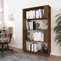 Miniatyrbild 3 av 11: vidaXL Bokhylla/rumsavdelare honungsbrun 80x25x132 cm massivt trä