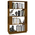 Miniatyrbild 4 av 11: vidaXL Bokhylla/rumsavdelare honungsbrun 80x25x132 cm massivt trä