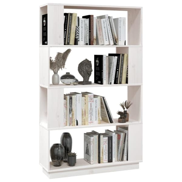 vidaXL Bokhylle/romdeler hvit 80x25x132 cm heltre furu