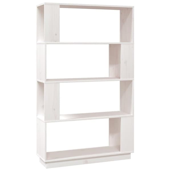 vidaXL Bokhylle/romdeler hvit 80x25x132 cm heltre furu