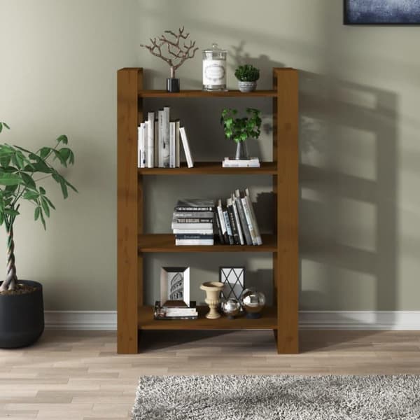 vidaXL Bokhylla/rumsavdelare honungsbrun 80x35x125 cm massivt trä