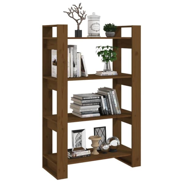 vidaXL Bokhylla/rumsavdelare honungsbrun 80x35x125 cm massivt trä