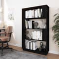 Miniatyrbilde 3 av 11: vidaXL Bokhylle/romdeler svart 80x25x132 cm heltre furu