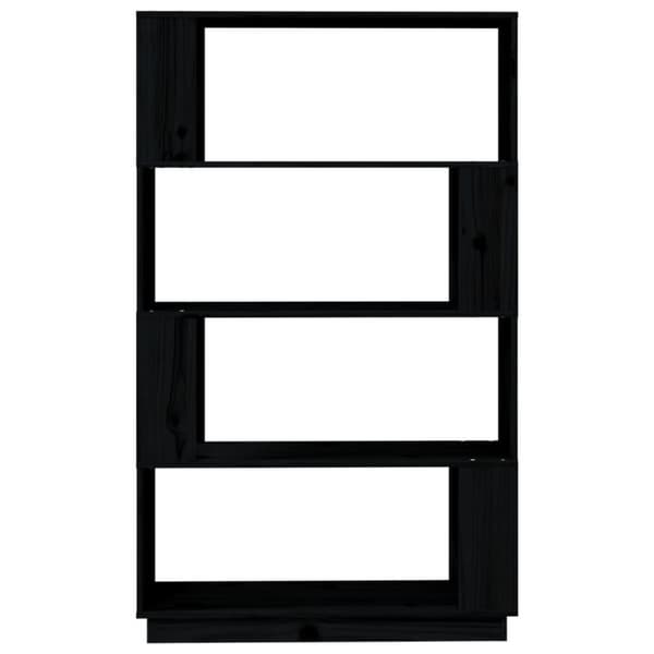 vidaXL Bokhylle/romdeler svart 80x25x132 cm heltre furu