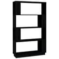 Miniatyrbilde 2 av 11: vidaXL Bokhylle/romdeler svart 80x25x132 cm heltre furu