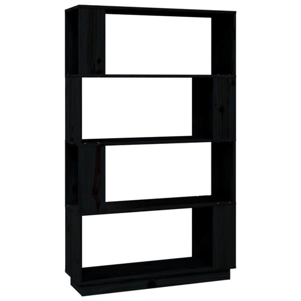 vidaXL Bokhylle/romdeler svart 80x25x132 cm heltre furu