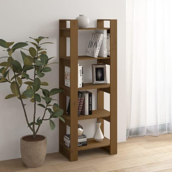 vidaXL bogreol/rumdeler 60x35x160 cm massivt træ gyldenbrun