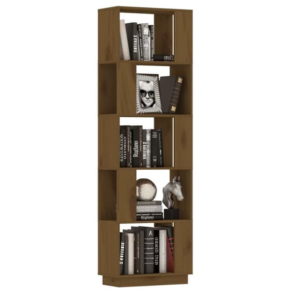 vidaXL bogreol/rumdeler 51x25x163,5 cm massivt fyrretræ gyldenbrun