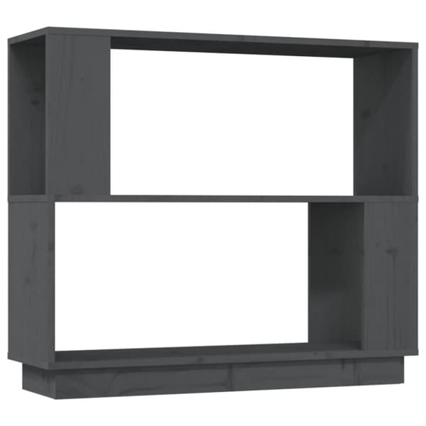 vidaXL Bokhylla/rumsavdelare grå 80x25x70 cm massiv furu