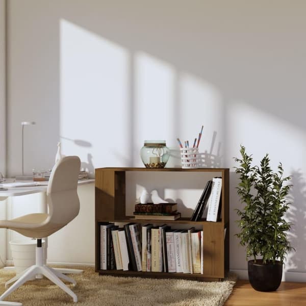 vidaXL bogreol/rumdeler 80x25x70 cm massivt fyrretræ gyldenbrun