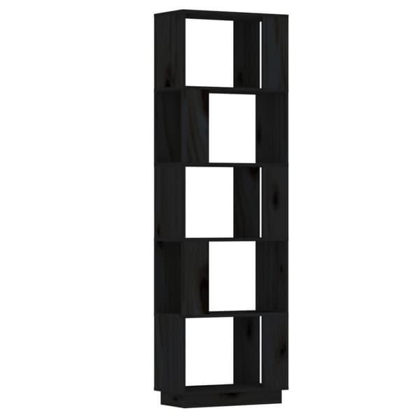 vidaXL bogreol/rumdeler 51x25x163,5 cm massivt fyrretræ sort