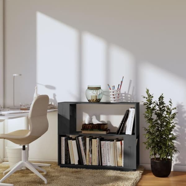 vidaXL bogreol/rumdeler 80x25x70 cm massivt fyrretræ grå