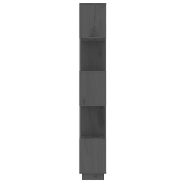 vidaXL bogreol/rumdeler 51x25x163,5 cm massivt fyrretræ grå