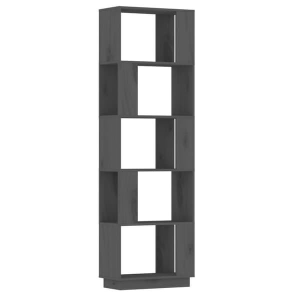 vidaXL bogreol/rumdeler 51x25x163,5 cm massivt fyrretræ grå