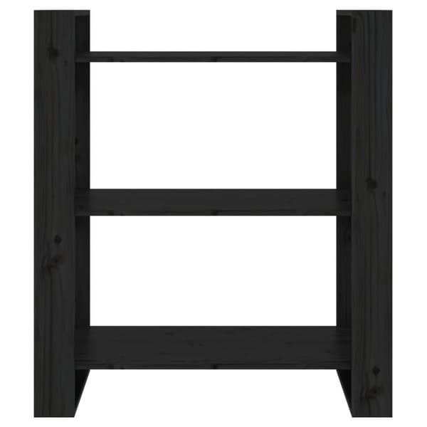 vidaXL bogreol/rumdeler 80x35x91 cm massivt fyrretræ sort