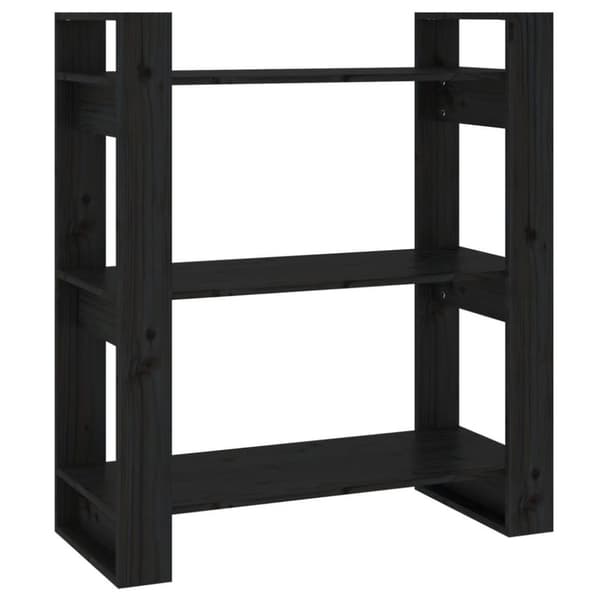 vidaXL bogreol/rumdeler 80x35x91 cm massivt fyrretræ sort