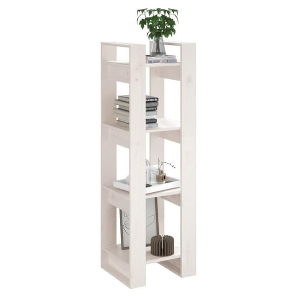 vidaXL bogreol/rumdeler 41x35x125 cm massivt fyrretræ hvid