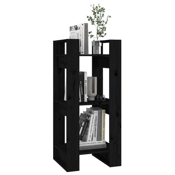 vidaXL Bokhylla/rumsavdelare svart 41x35x91 cm massiv furu