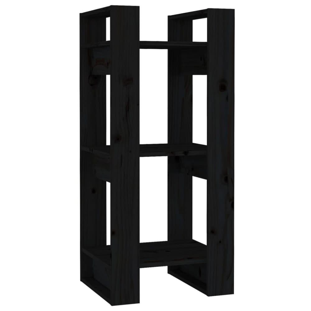 vidaXL Bokhylla/rumsavdelare svart 41x35x91 cm massiv furu