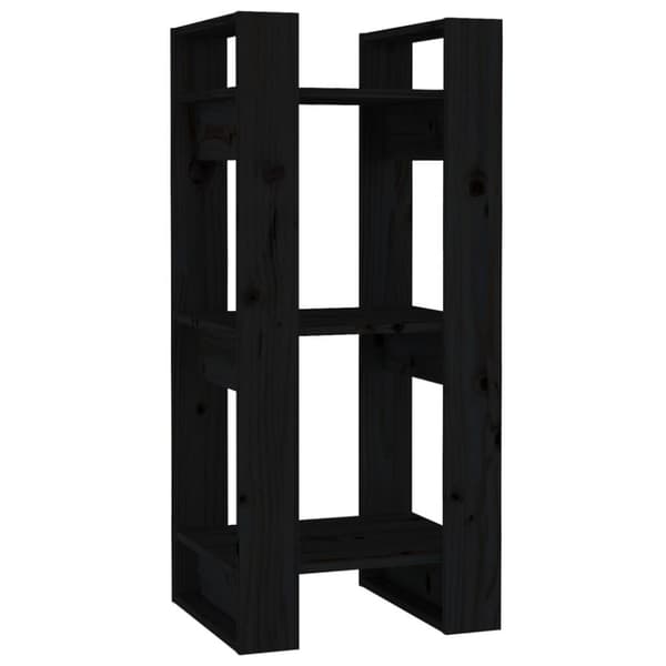 vidaXL Bokhylla/rumsavdelare svart 41x35x91 cm massiv furu