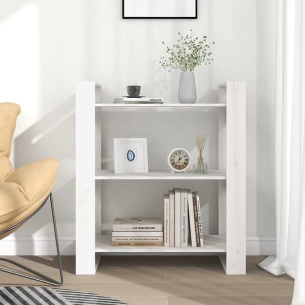 vidaXL Bokhylle/romdeler hvit 80x35x91 cm heltre furu