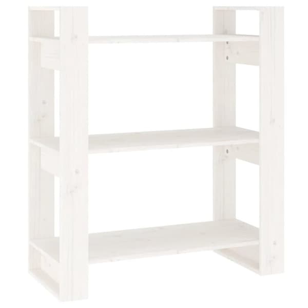 vidaXL Bokhylle/romdeler hvit 80x35x91 cm heltre furu