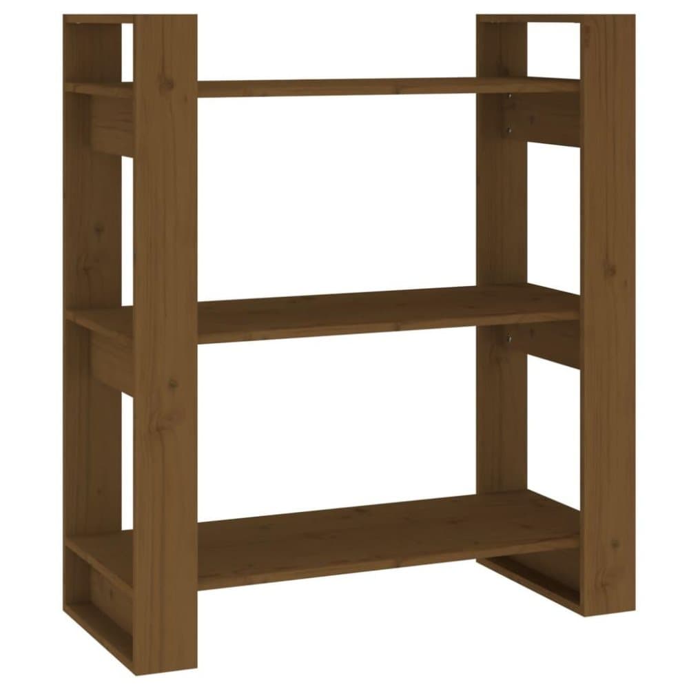 vidaXL Bokhylla/rumsavdelare honungsbrun 80x35x91 cm massiv furu