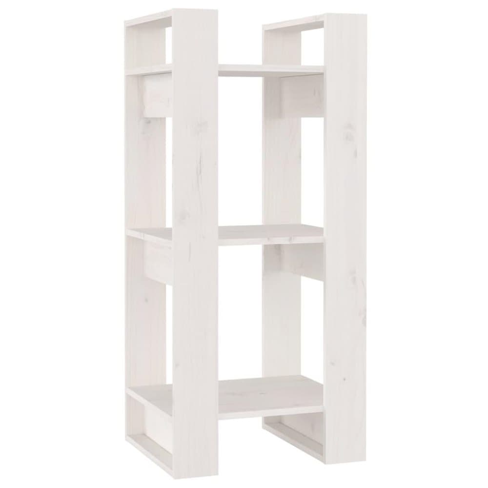 vidaXL Bokhylla/rumsavdelare vit 41x35x91 cm massiv furu