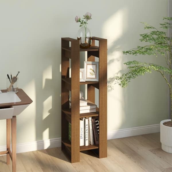 vidaXL Bokhylla/rumsavdelare honungsbrun 41x35x125 cm massivt trä