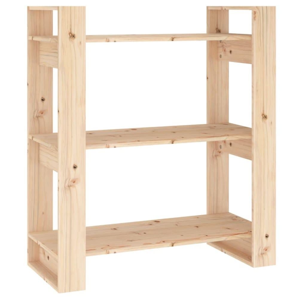 vidaXL Bokhylla/rumsavdelare 80x35x91 cm massiv furu