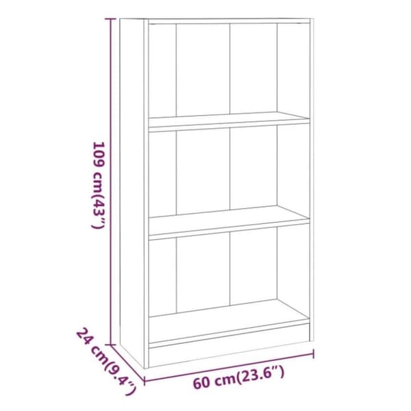 vidaXL bogreol 60x24x109 cm konstrueret træ røget egetræsfarve