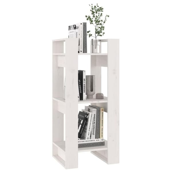 vidaXL bogreol/rumdeler 41x35x91 cm massivt fyrretræ hvid