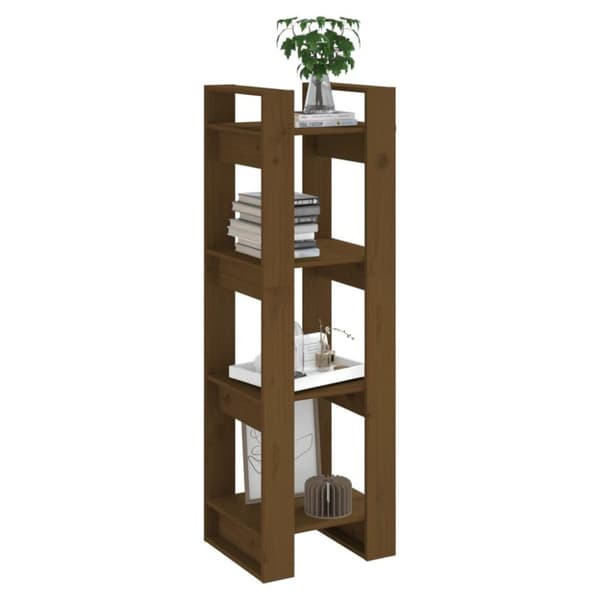 vidaXL bogreol/rumdeler 41x35x125 cm massivt fyrretræ gyldenbrun