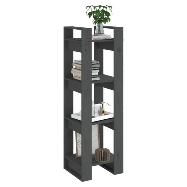 vidaXL bogreol/rumdeler 41x35x125 cm massivt fyrretræ grå