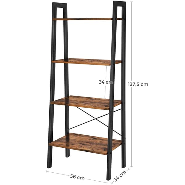 Vintage stil reol med fem hylder og en metalramme 56 x 172 x 34 cm
