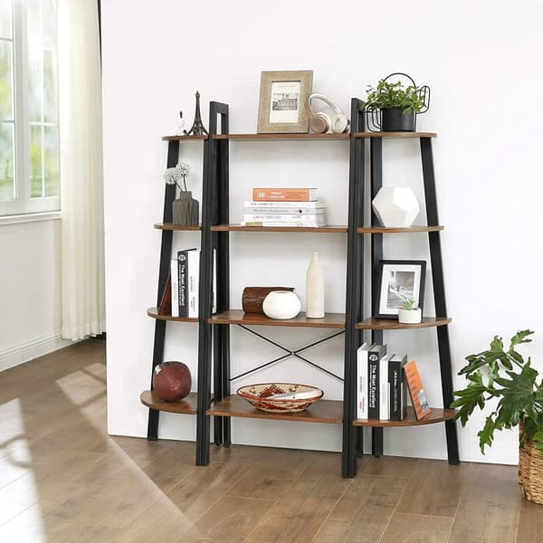 Vintage stil reol med fem hylder og en metalramme 56 x 172 x 34 cm