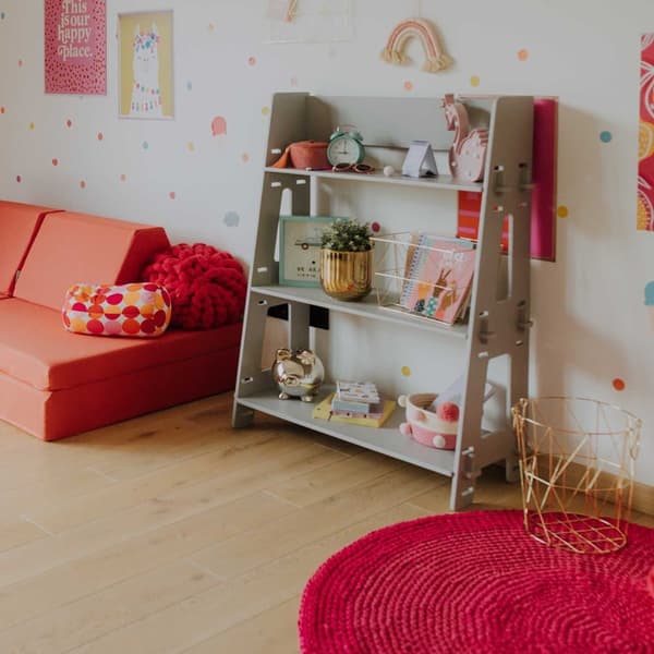 Montessori legetøjshylde i træ til børn – åben opbevaringsreol til børneværelse, lav bogreol til småbørn, pædagogisk legetøjshylde eller butiksholder
